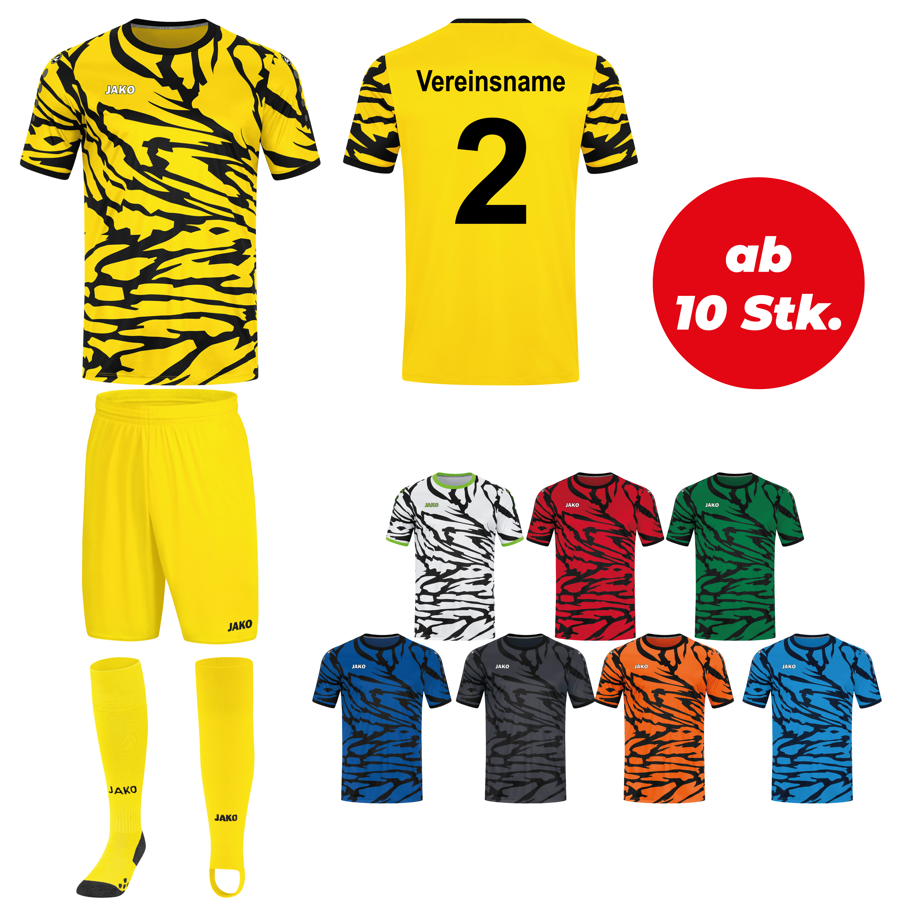 Trikotsatz Fußball Jako ANIMAL ab 10 Stk. inkl. Druck Trikotsatz Fußball Jako ANIMAL ab 10 Stk. inkl. Druck