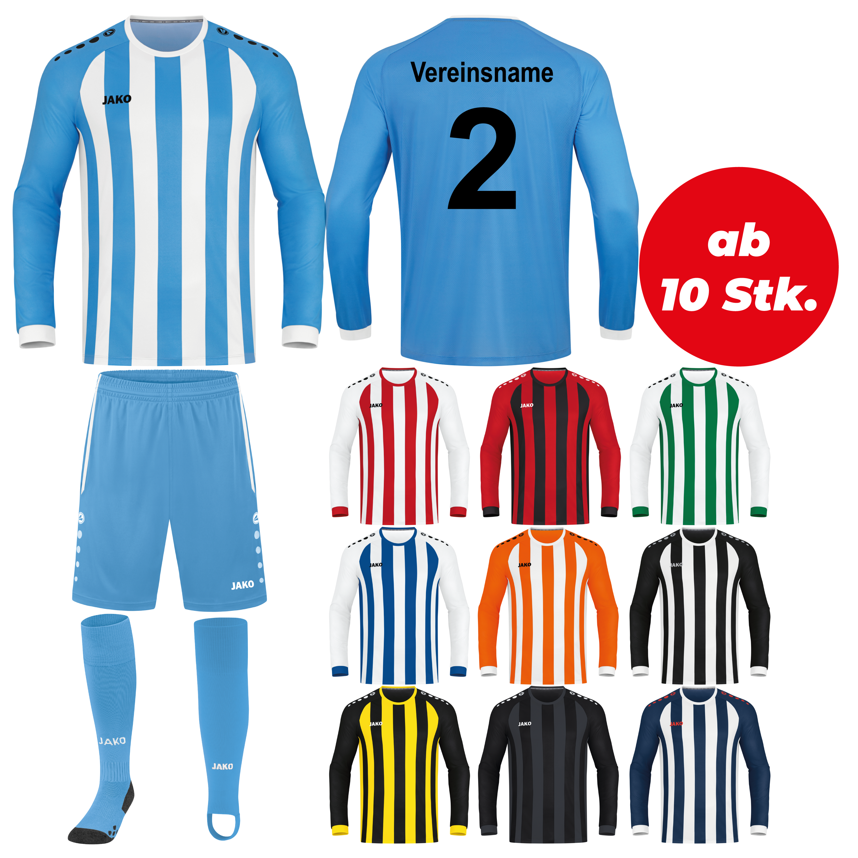 Trikotsatz Fußball Jako INTER LANGARM ab 10 Stk. inkl. Druck Trikotsatz Fußball Jako INTER LANGARM ab 10 Stk. inkl. Druck