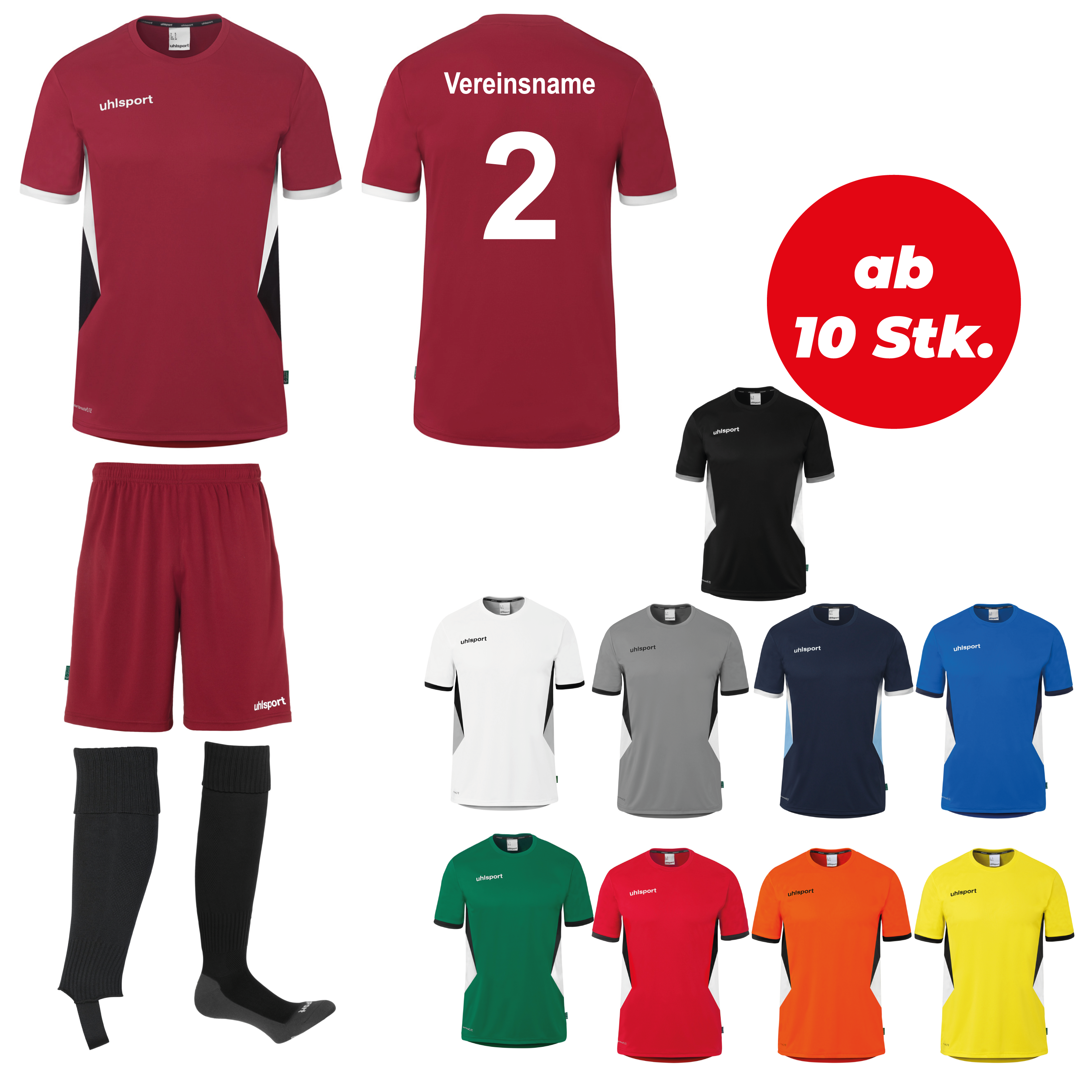 Trikotsatz Fußball Uhlsport EQUIPE 29 ab 10 Stk. inkl. Druck