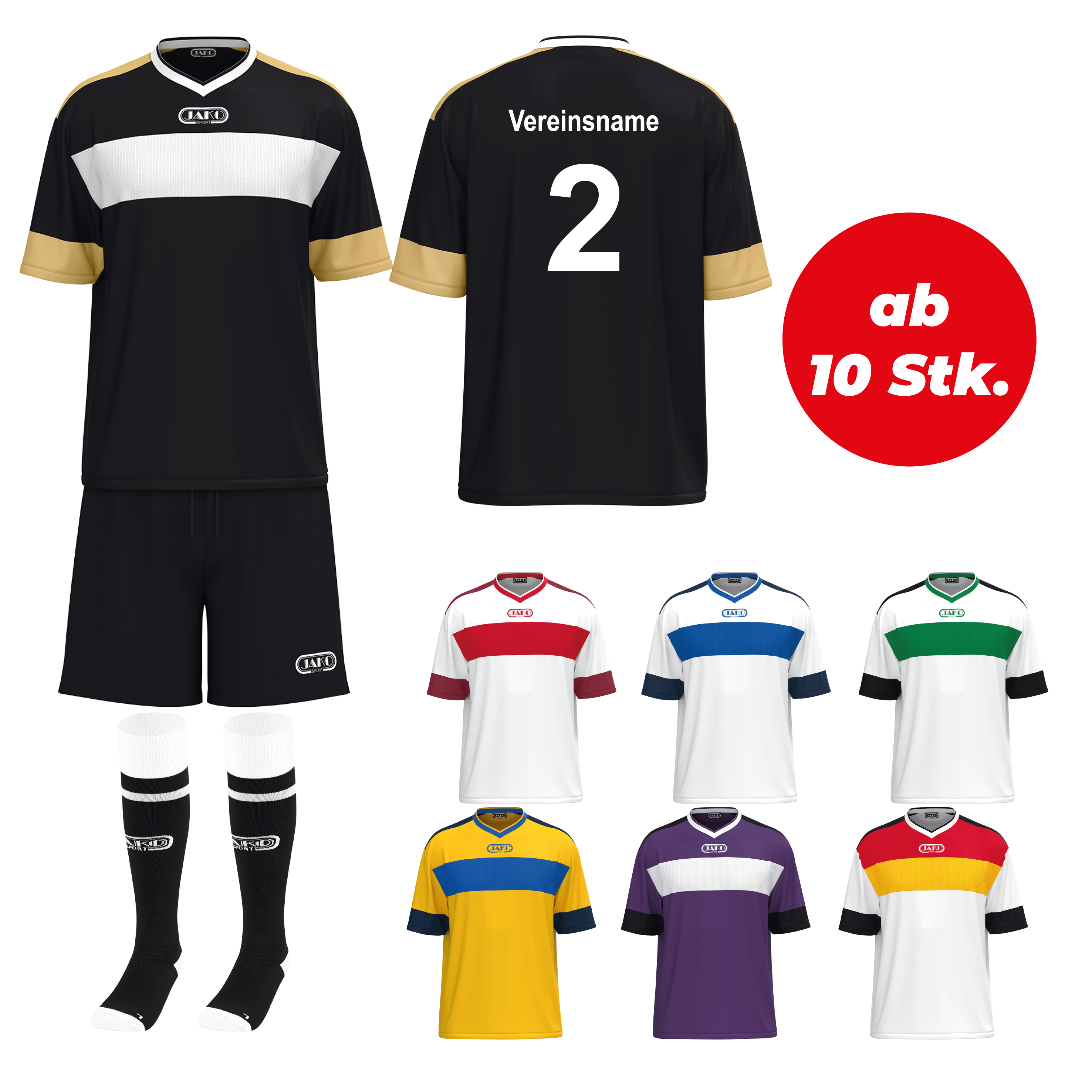 Trikotsatz Fußball Jako CLUB 92 ab 10 Stk. inkl. Druck