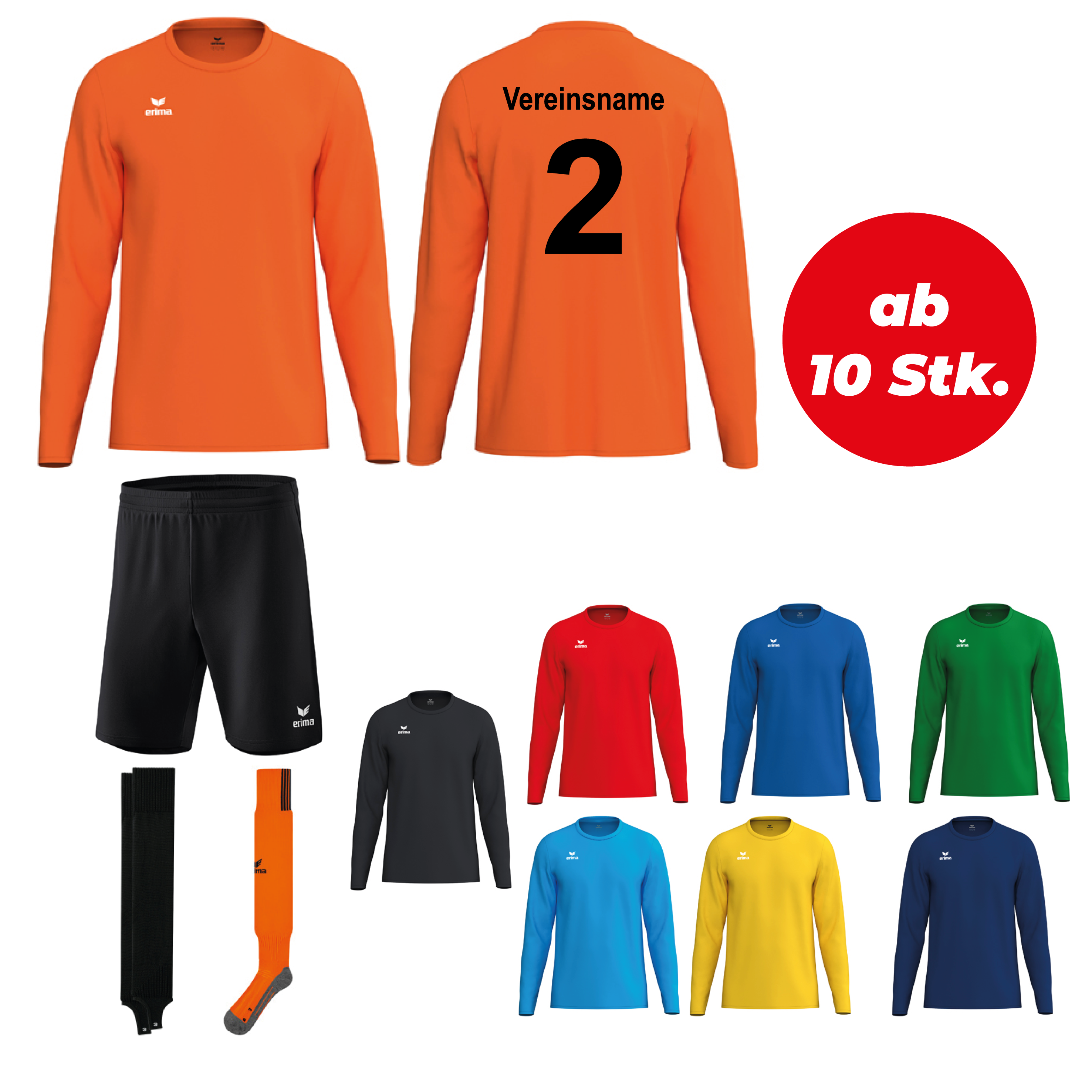 Trikotsatz Fußball Erima INTRO Langarm ab 10 Stk. inkl. Druck