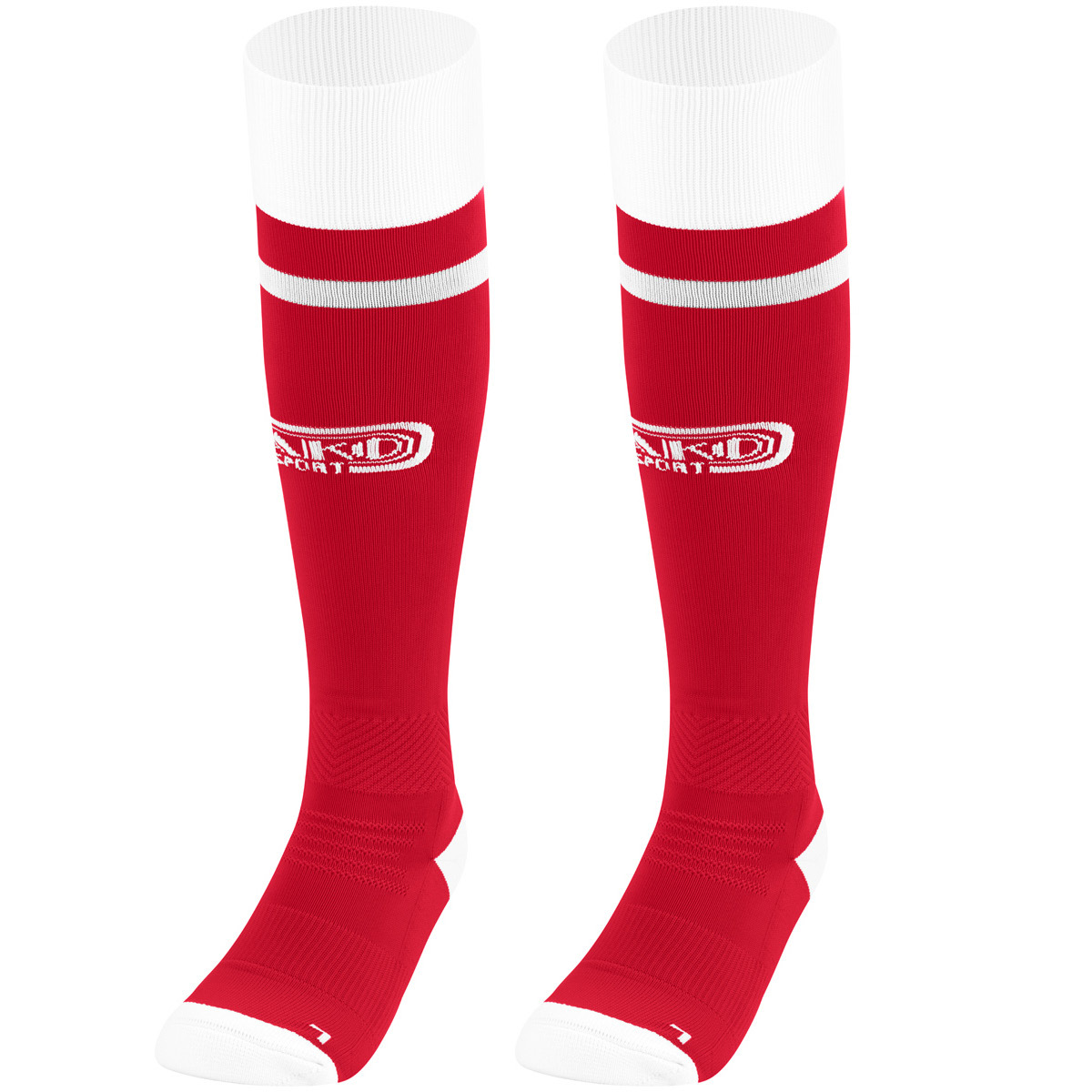 Socken, Kniestrümpfe, roter Farbton, weißes Bündchen, Sport-Logo
