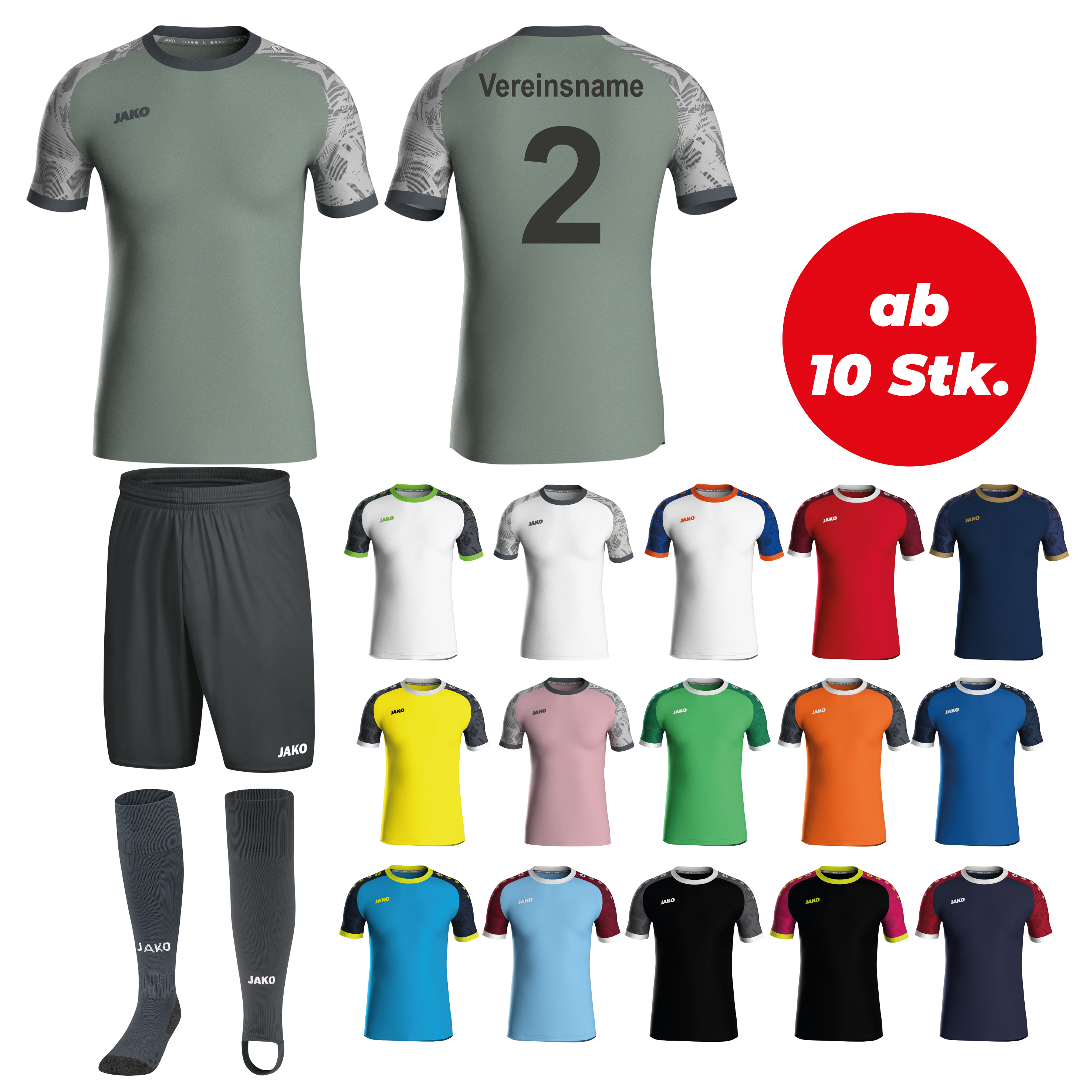Trikotsatz Fußball Jako ICONIC ab 10 Stk. inkl. Druck Trikotsatz Fußball Jako ICONIC ab 10 Stk. inkl. Druck