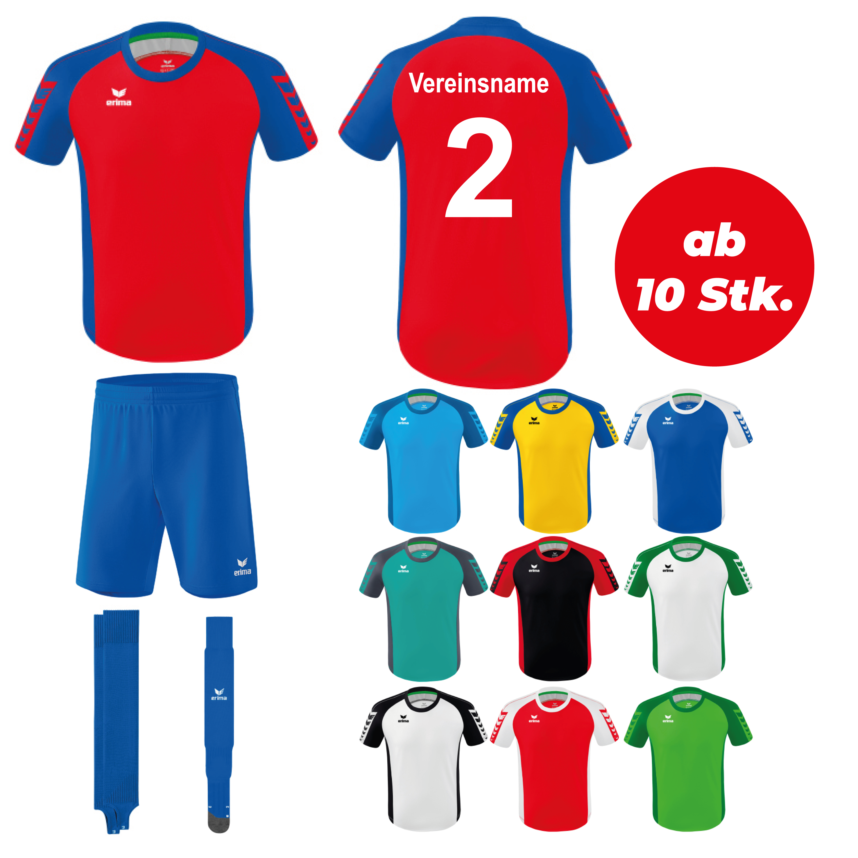 Trikotsatz Fußball Erima Six Wings ab 10 Stk. inkl. Druck