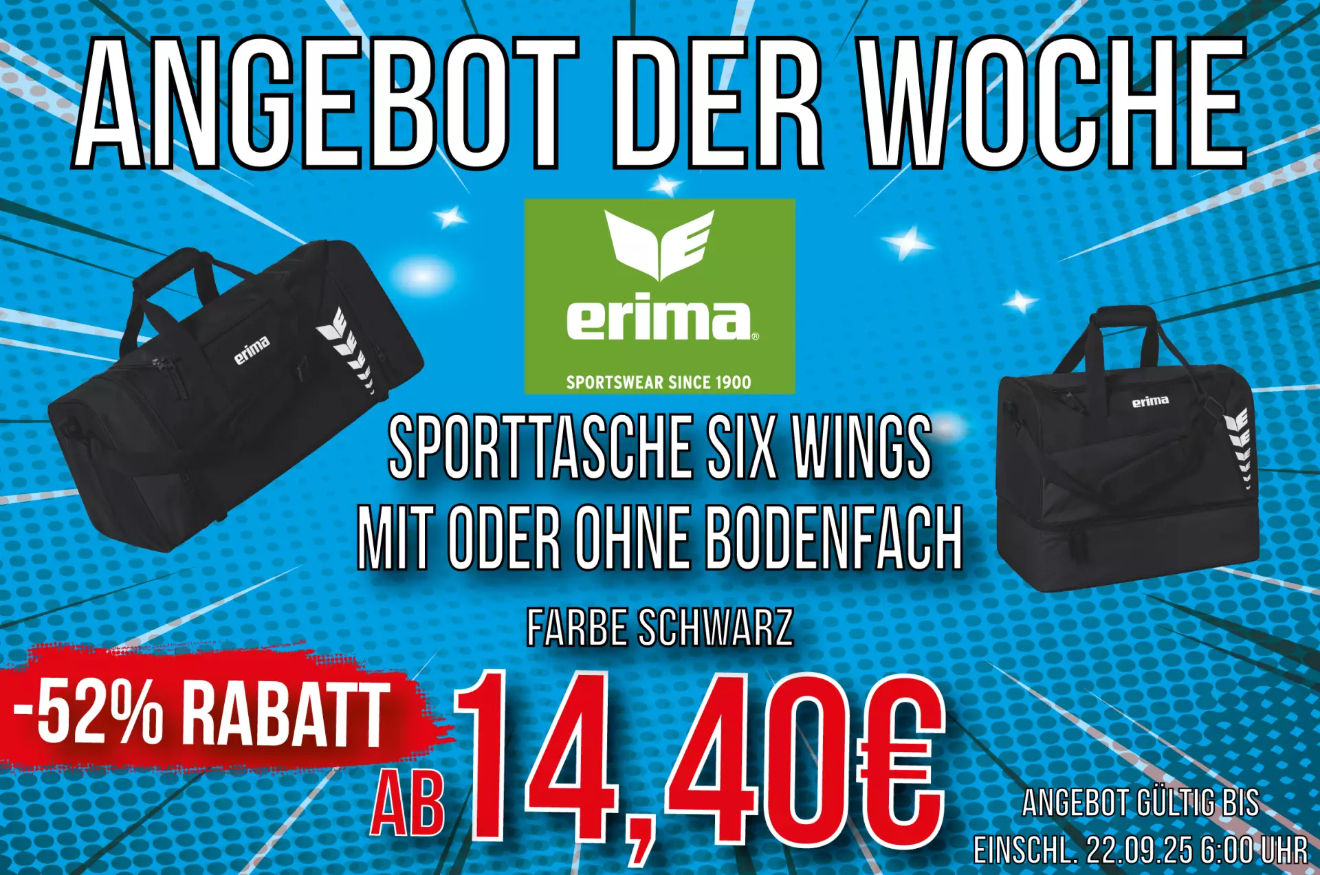 ERIMA Six Wings Sporttaschen mit & ohne Bodenfach – jetzt 52 % Rabatt ERIMA Six Wings Sporttaschen mit & ohne Bodenfach – jetzt 52 % Rabatt