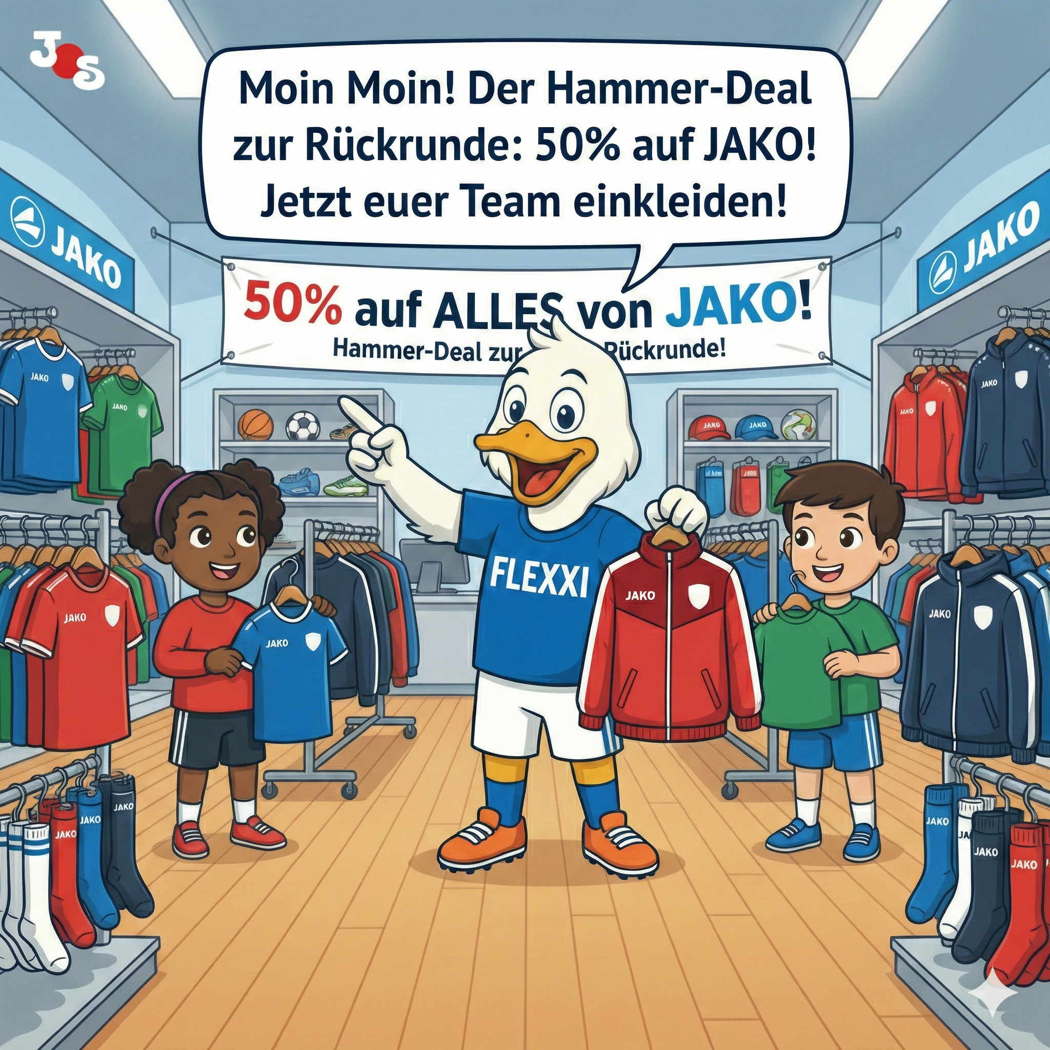 Mission Rückrunde: Satte 50% auf alles von JAKO & maximaler Teamgeist mit Flexxi!