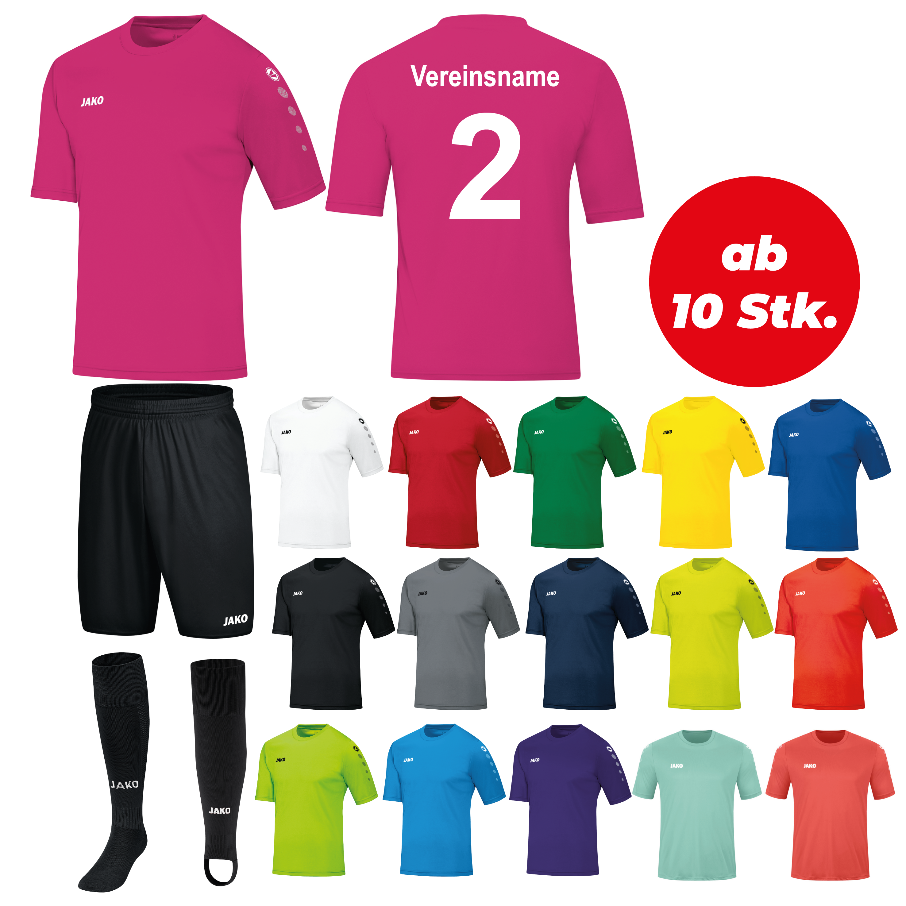 Trikotsatz Fußball Jako TEAM ab 10 Stk. inkl. Druck