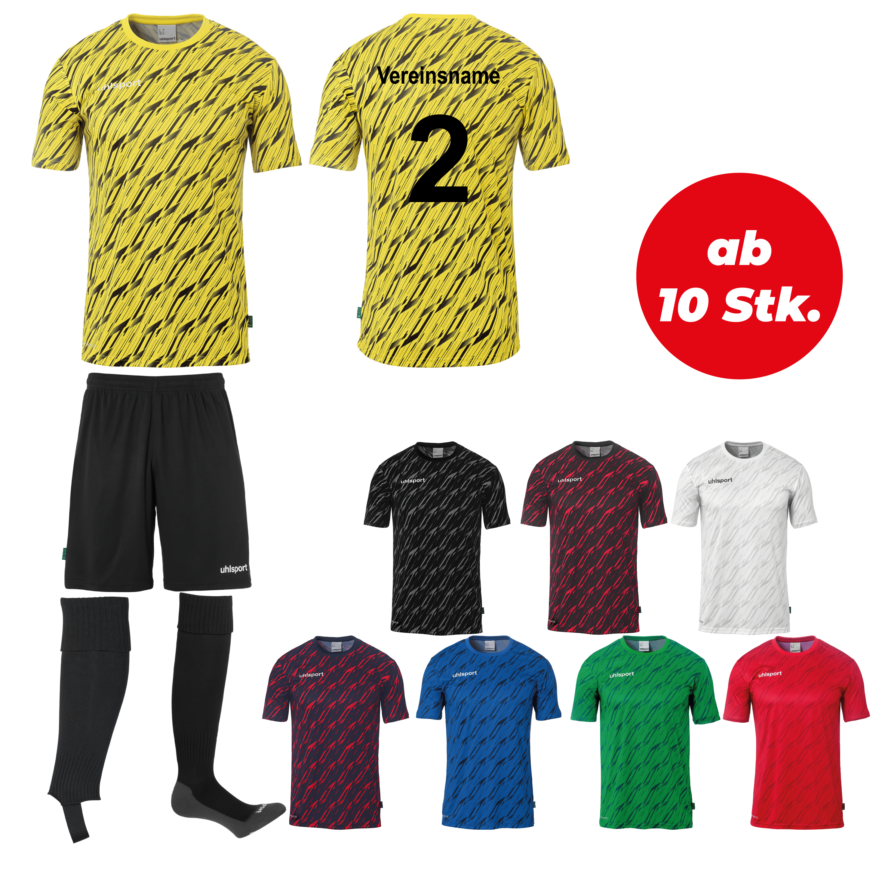 Trikotsatz Fußball Uhlsport PROGRESSIVE 28 ab 10 Stk. inkl. Druck